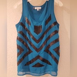Jennifer Lopez teal tank top with black sequin